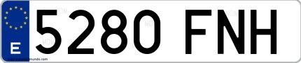 Ejemplo de matrícula española 5280 FNH