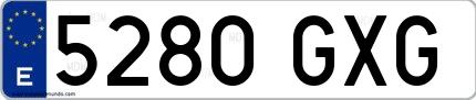 Ejemplo de matrícula española 5280 GXG