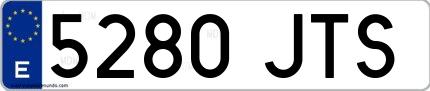Ejemplo de matrícula española 5280 JTS