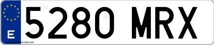 Ejemplo de matrícula española 5280 MRX