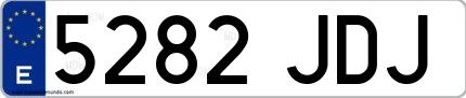 Ejemplo de matrícula española 5282 JDJ