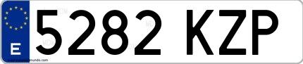 Ejemplo de matrícula española 5282 KZP