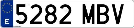 Ejemplo de matrícula española 5282 MBV