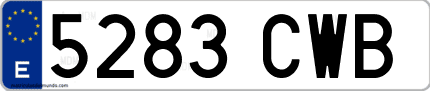 Ejemplo de matrícula de coche ordinaria 5283 CWB