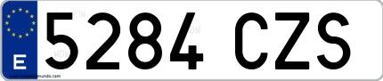Ejemplo de matrícula española 5284 CZS