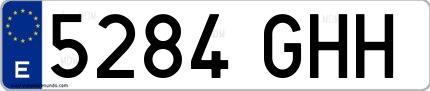 Ejemplo de matrícula española 5284 GHH