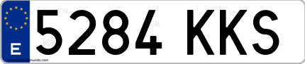 Ejemplo de matrícula de coche ordinaria 5284 KKS