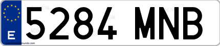 Ejemplo de matrícula de coche ordinaria 5284 MNB