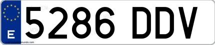 Ejemplo de matrícula española 5286 DDV