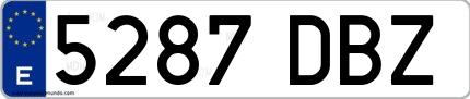 Ejemplo de matrícula española 5287 DBZ