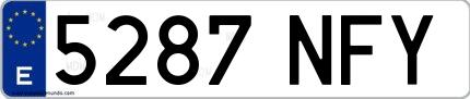 Ejemplo de matrícula española 5287 NFY