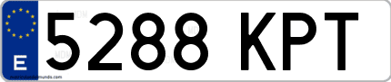Ejemplo de matrícula de coche ordinaria 5288 KPT