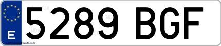Ejemplo de matrícula española 5289 BGF