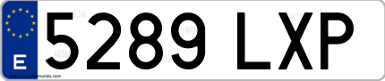 Ejemplo de matrícula de coche ordinaria 5289 LXP