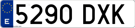 Ejemplo de matrícula de coche ordinaria 5290 DXK