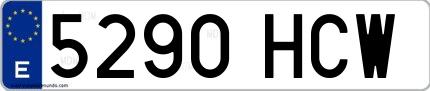 Ejemplo de matrícula española 5290 HCW