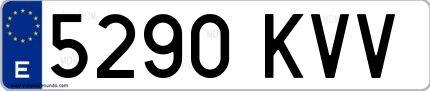 Ejemplo de matrícula española 5290 KVV