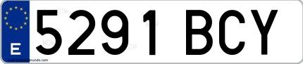 Ejemplo de matrícula española 5291 BCY
