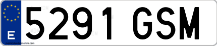 Ejemplo de matrícula de coche ordinaria 5291 GSM
