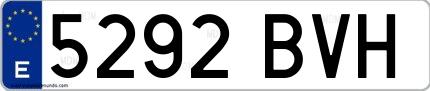 Ejemplo de matrícula española 5292 BVH