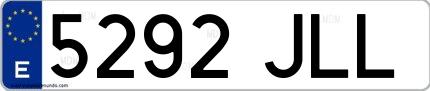 Ejemplo de matrícula española 5292 JLL