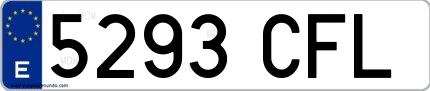 Ejemplo de matrícula española 5293 CFL