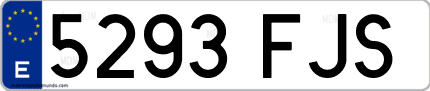 Ejemplo de matrícula de coche ordinaria 5293 FJS