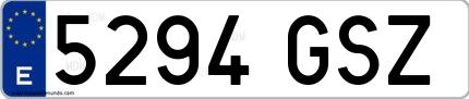 Ejemplo de matrícula española 5294 GSZ