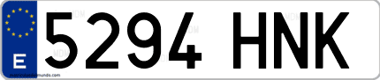 Ejemplo de matrícula de coche ordinaria 5294 HNK