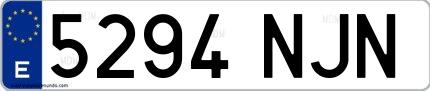 Ejemplo de matrícula española 5294 NJN