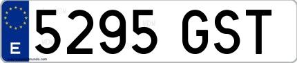 Ejemplo de matrícula española 5295 GST