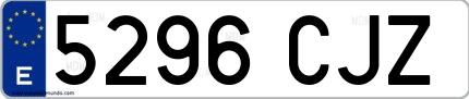 Ejemplo de matrícula española 5296 CJZ