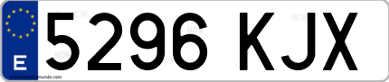Ejemplo de matrícula de coche ordinaria 5296 KJX