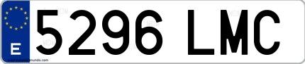 Ejemplo de matrícula española 5296 LMC