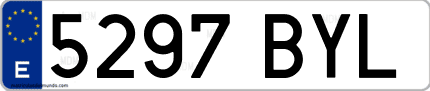 Ejemplo de matrícula de coche ordinaria 5297 BYL
