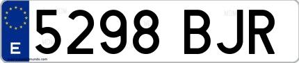 Ejemplo de matrícula española 5298 BJR