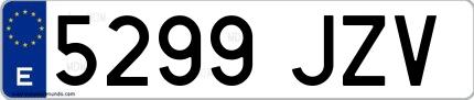Ejemplo de matrícula española 5299 JZV