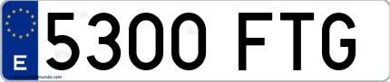 Ejemplo de matrícula española 5300 FTG