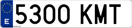 Ejemplo de matrícula de coche ordinaria 5300 KMT