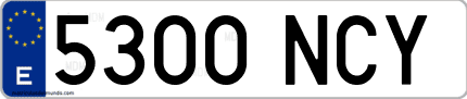 Ejemplo de matrícula de coche ordinaria 5300 NCY
