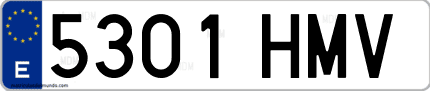 Ejemplo de matrícula de coche ordinaria 5301 HMV
