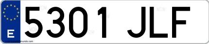 Ejemplo de matrícula española 5301 JLF