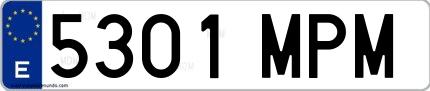 Ejemplo de matrícula española 5301 MPM