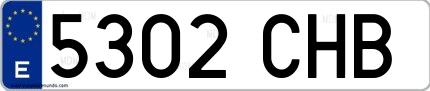 Ejemplo de matrícula española 5302 CHB