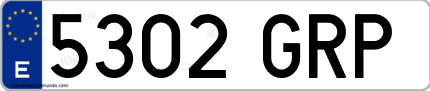 Ejemplo de matrícula de coche ordinaria 5302 GRP