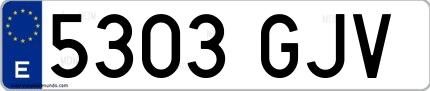 Ejemplo de matrícula española 5303 GJV