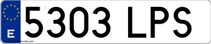 Ejemplo de matrícula española 5303 LPS