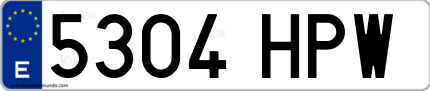 Ejemplo de matrícula de coche ordinaria 5304 HPW