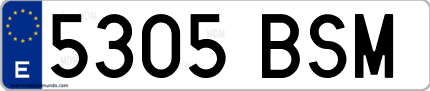 Ejemplo de matrícula de coche ordinaria 5305 BSM