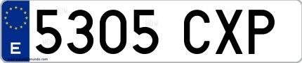 Ejemplo de matrícula española 5305 CXP